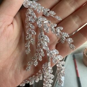 Bridal Sterling Silver Crystal head piece (set of 2)